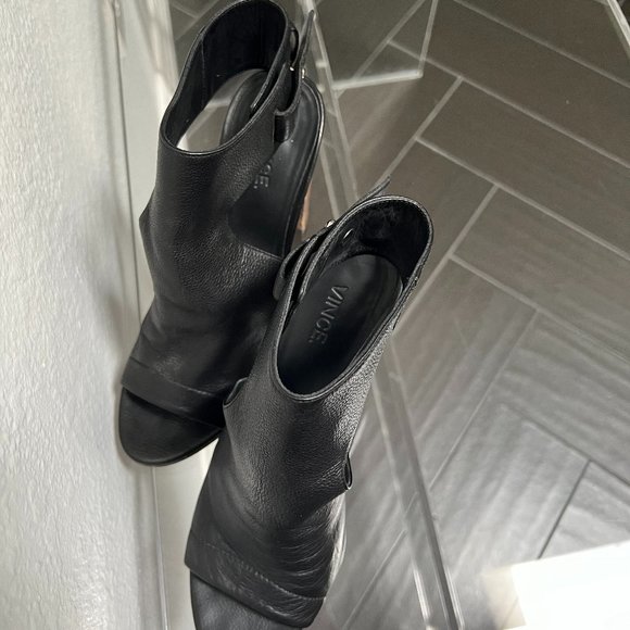 Vince Addie Open-toe Bootie Block Heel Sandals Black - Picture 14 of 14